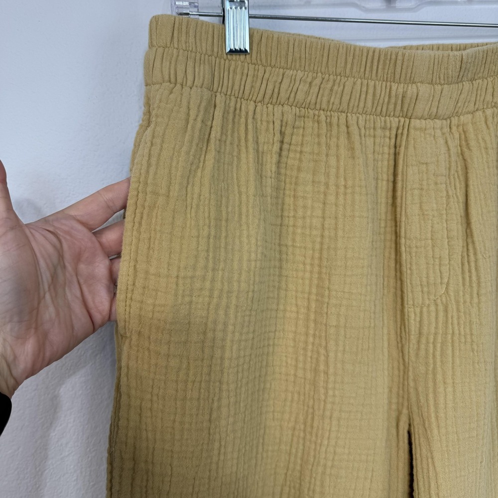 Madewell Pants Women's Medium Yellow Cotton Gauze Pull On Relaxed Cropped SU21 - Picture 4 of 15
